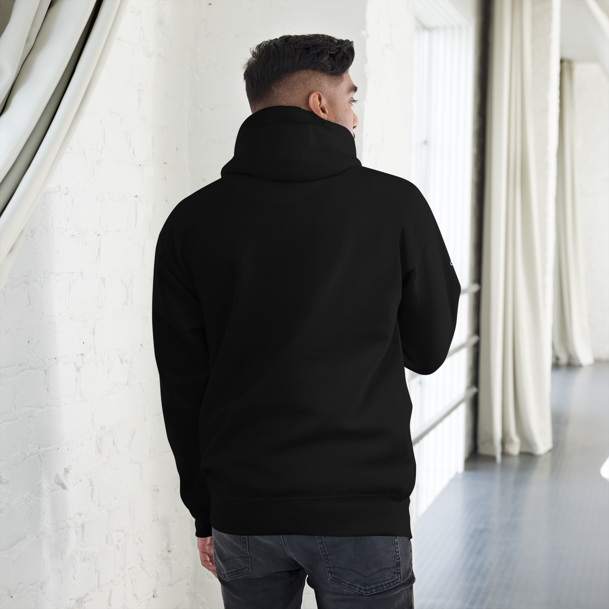 Man in black premium orbit hoodie - Orbit clothing - Unisex
