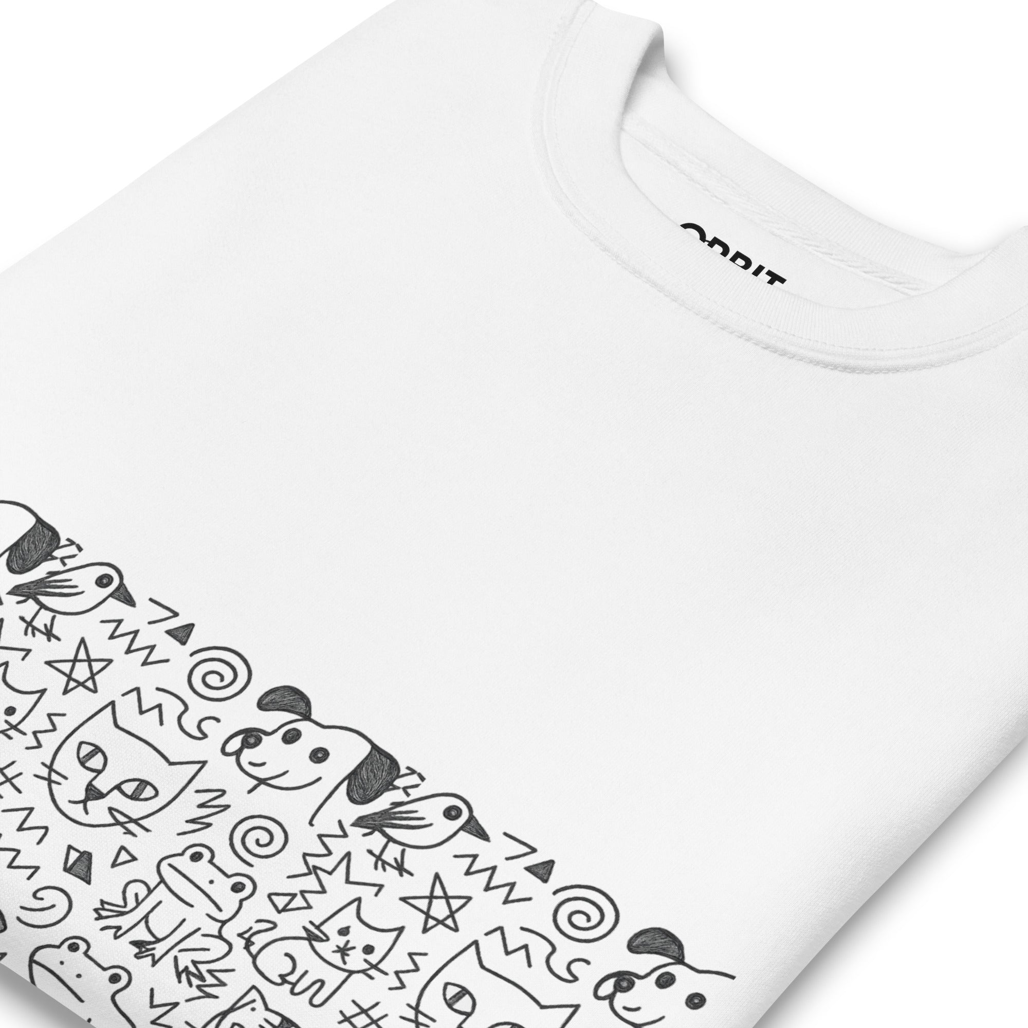 white doodle sweater - orbit clothing - unisex