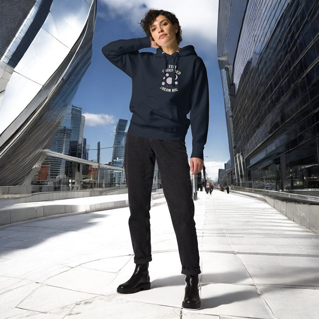 Stay Grounded, Dream Big, Navy Hoodie - Unisex