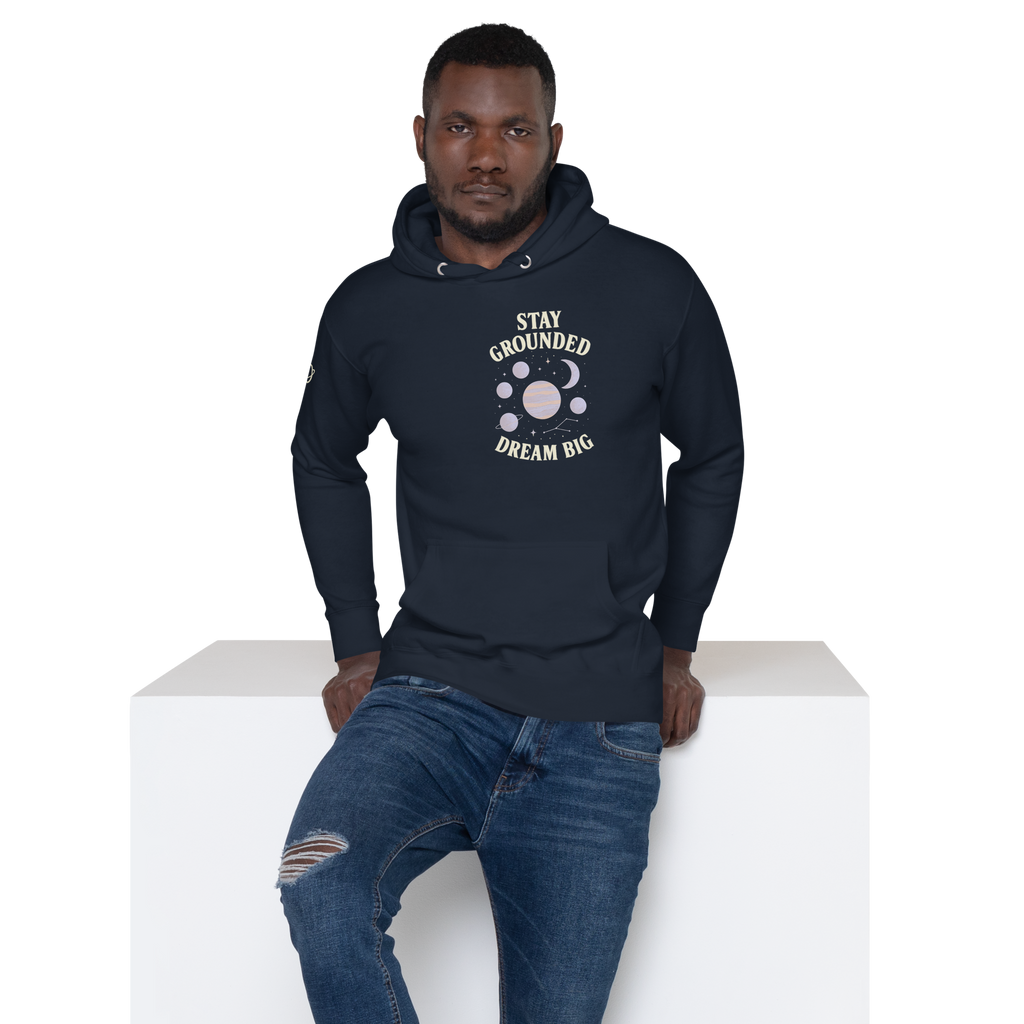 Stay Grounded, Dream Big, Navy Hoodie - Unisex