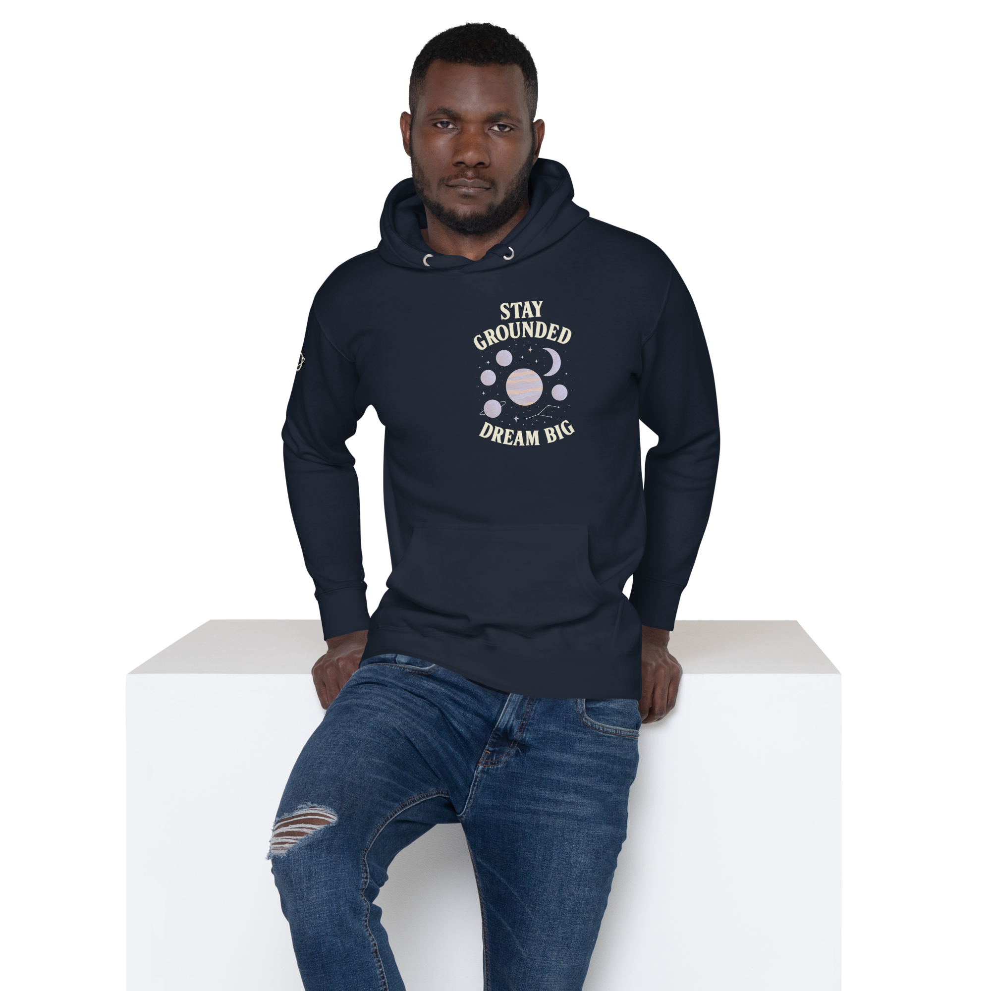 Stay Grounded, Dream Big, Navy Hoodie - Unisex
