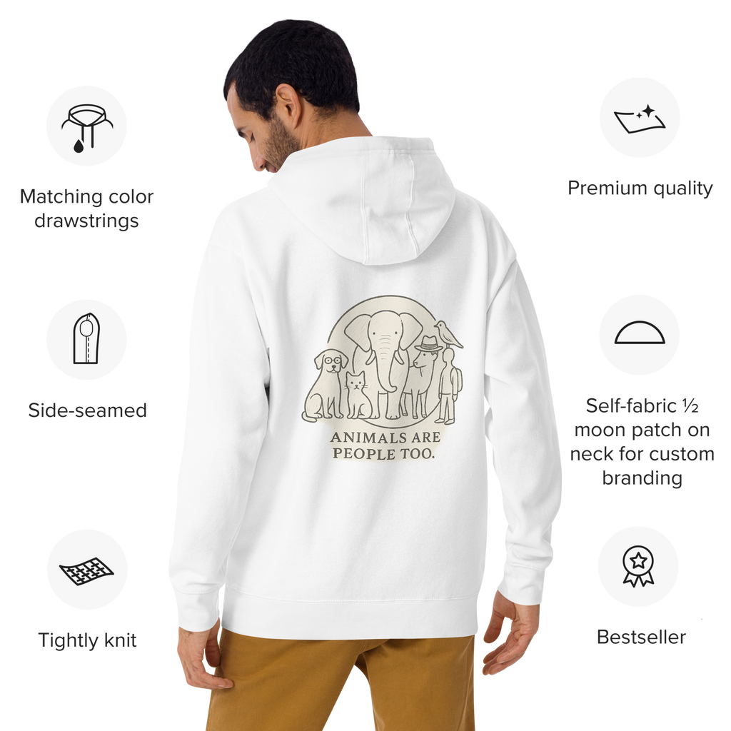 Man wearing animals are people too hoodie - orbit clothing - unisex