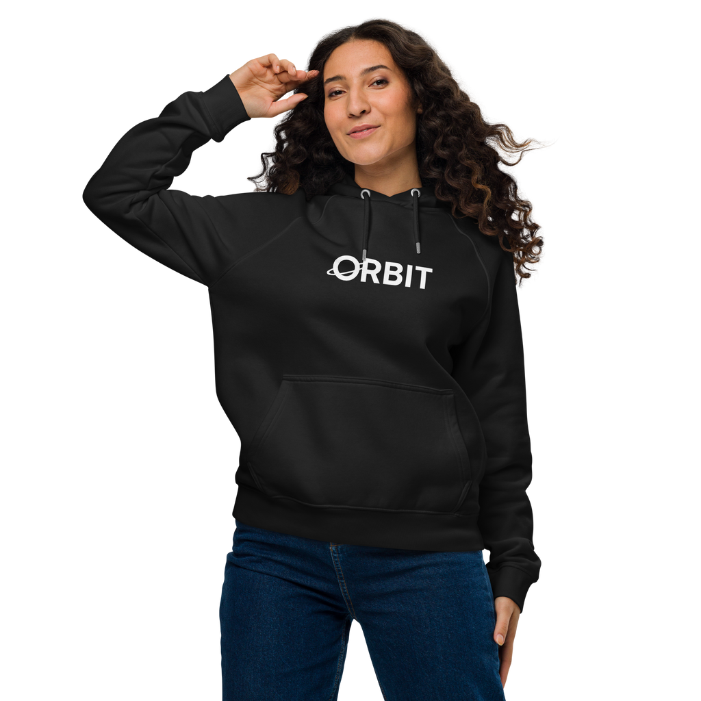 Woman in black premium orbit hoodie - Orbit clothing - Unisex