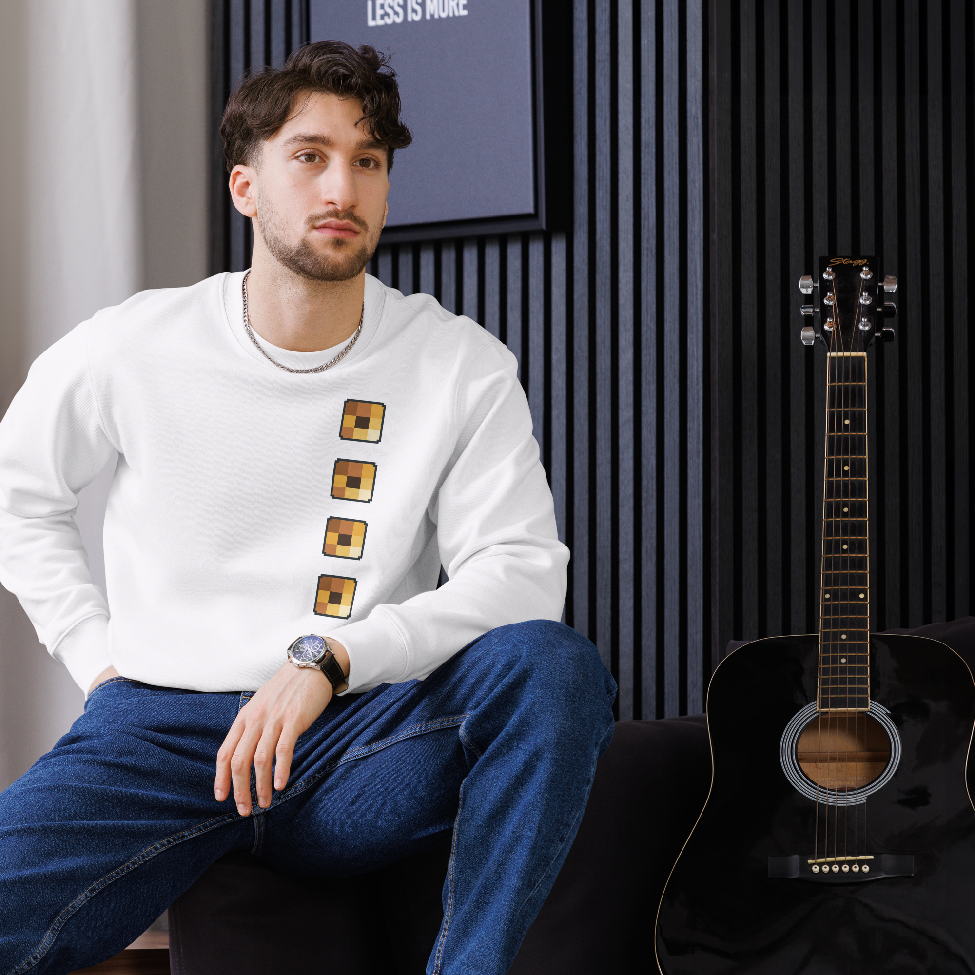 White retro pixel sweatshirt - Orbit clothing - Unisex