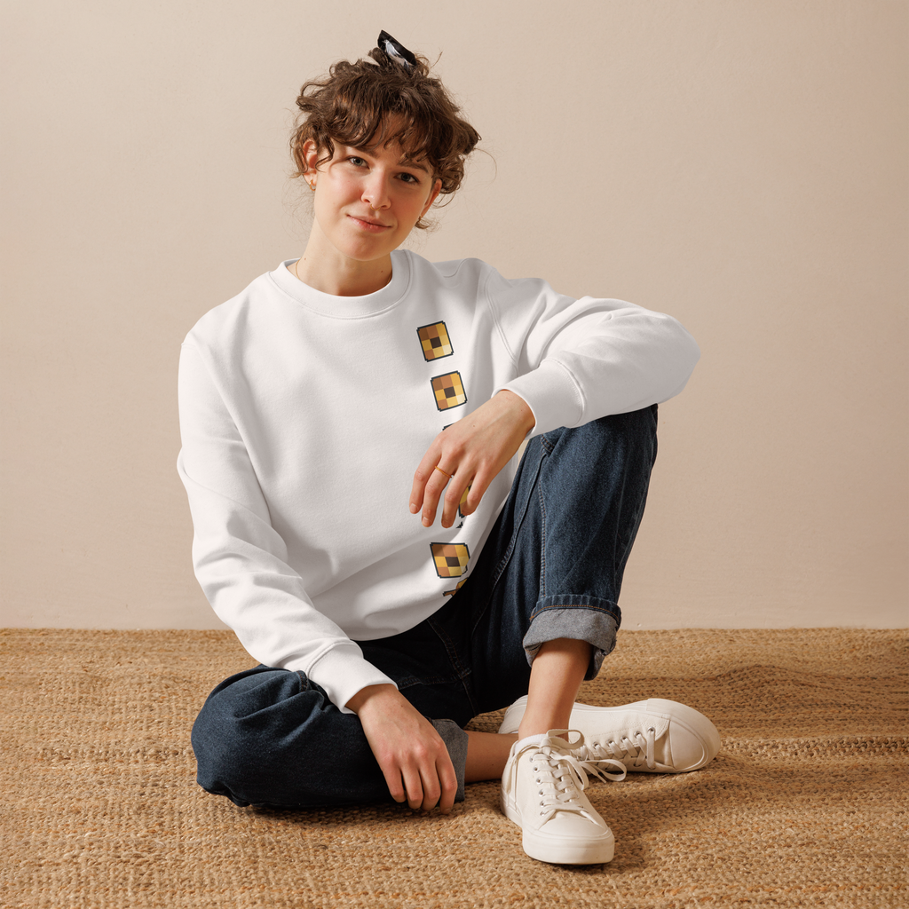 White retro pixel sweatshirt - Orbit - Unisex